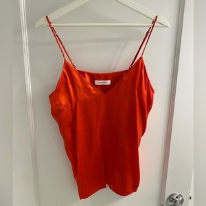 Anine Bing 100% silk camisole, red flame color, size L